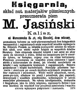 Ogoszenie z Gazety Kaliskiej z roku 1925.