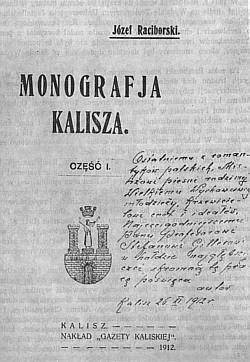 Karta tytuowa Monografii Kalisza z dedykacj autora dla Stefana Gillera.